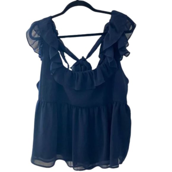 NWT Banana Republic Navy Sleeveless Flowy Blouse, Women’s Size XL. - Picture 2 of 16
